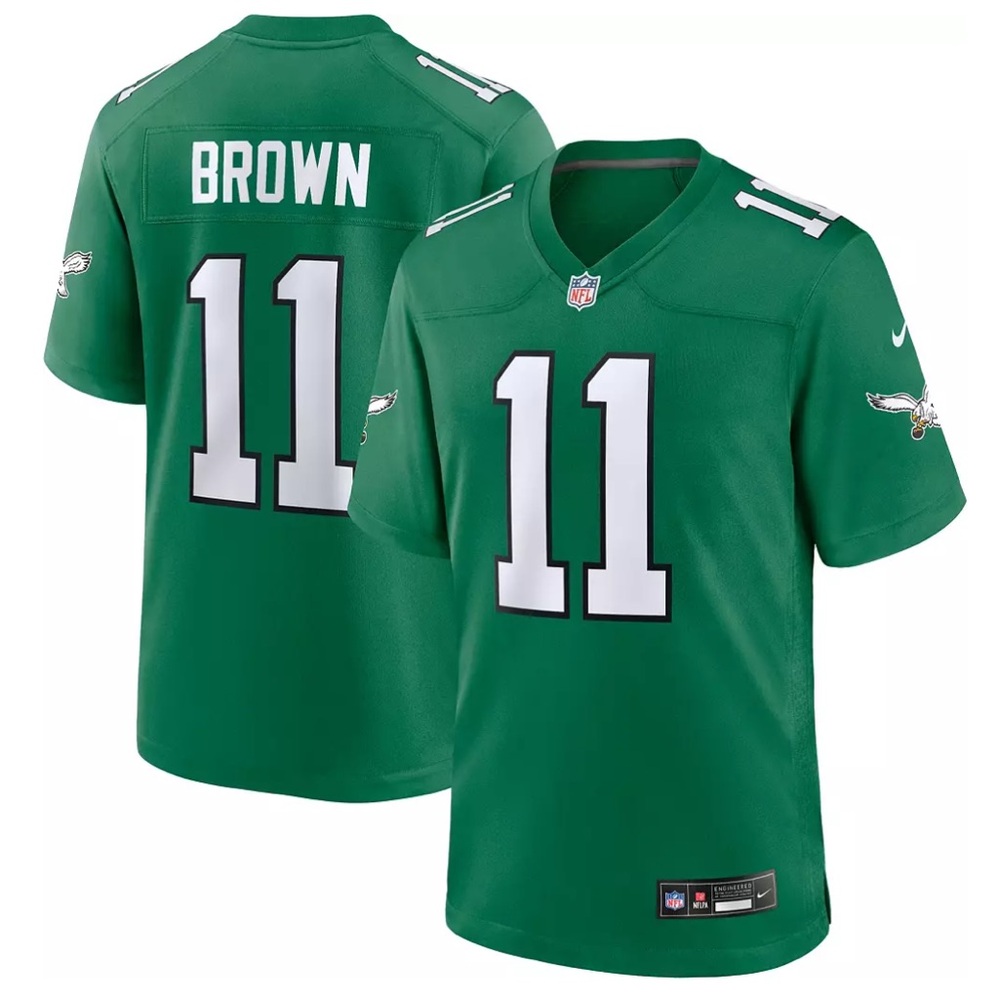 Philadelphia Eagles A.J. Brown #11 Alternate Kelly Green Game Jersey